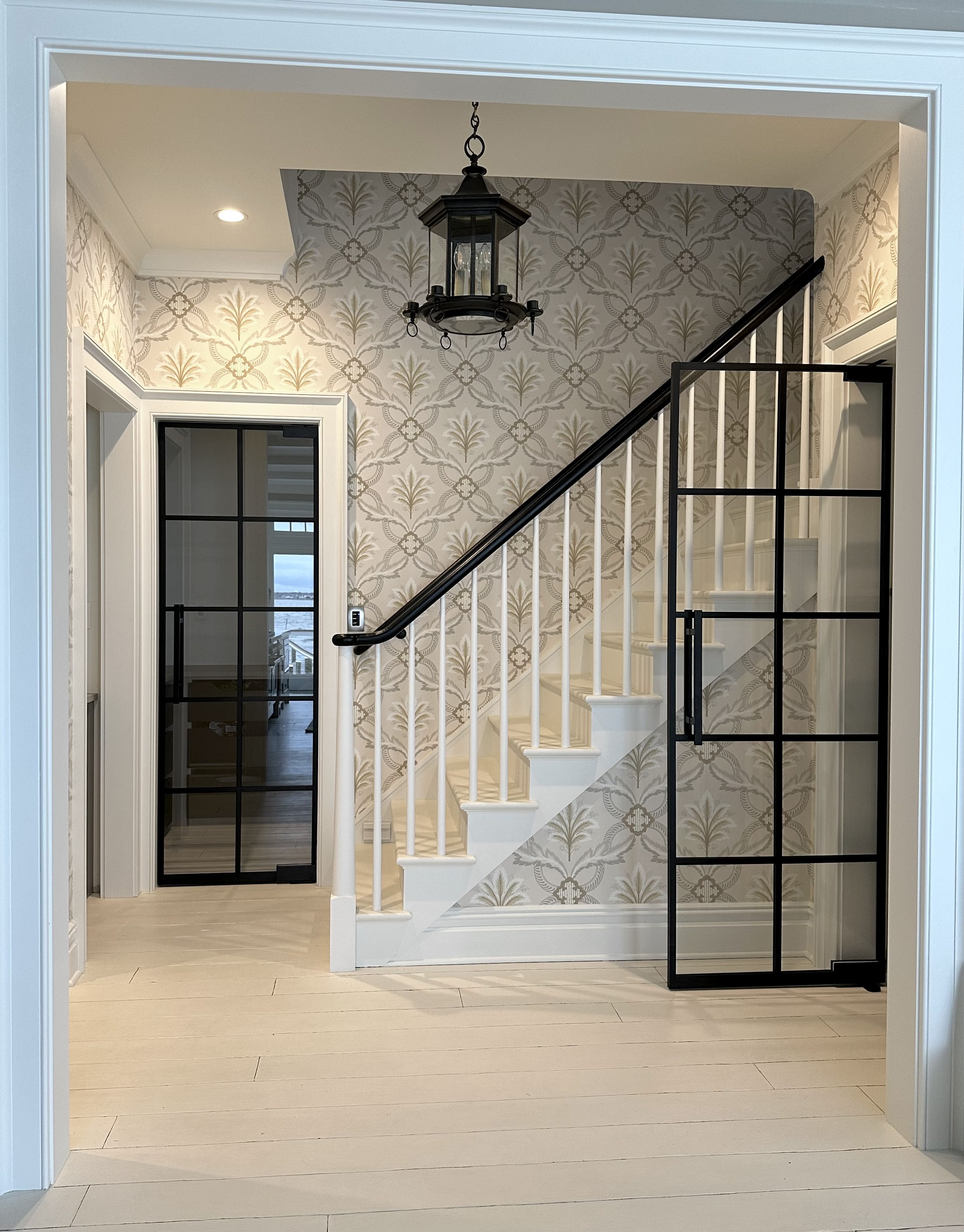 Single swinging glass door without frame partition by WiseGlass NY