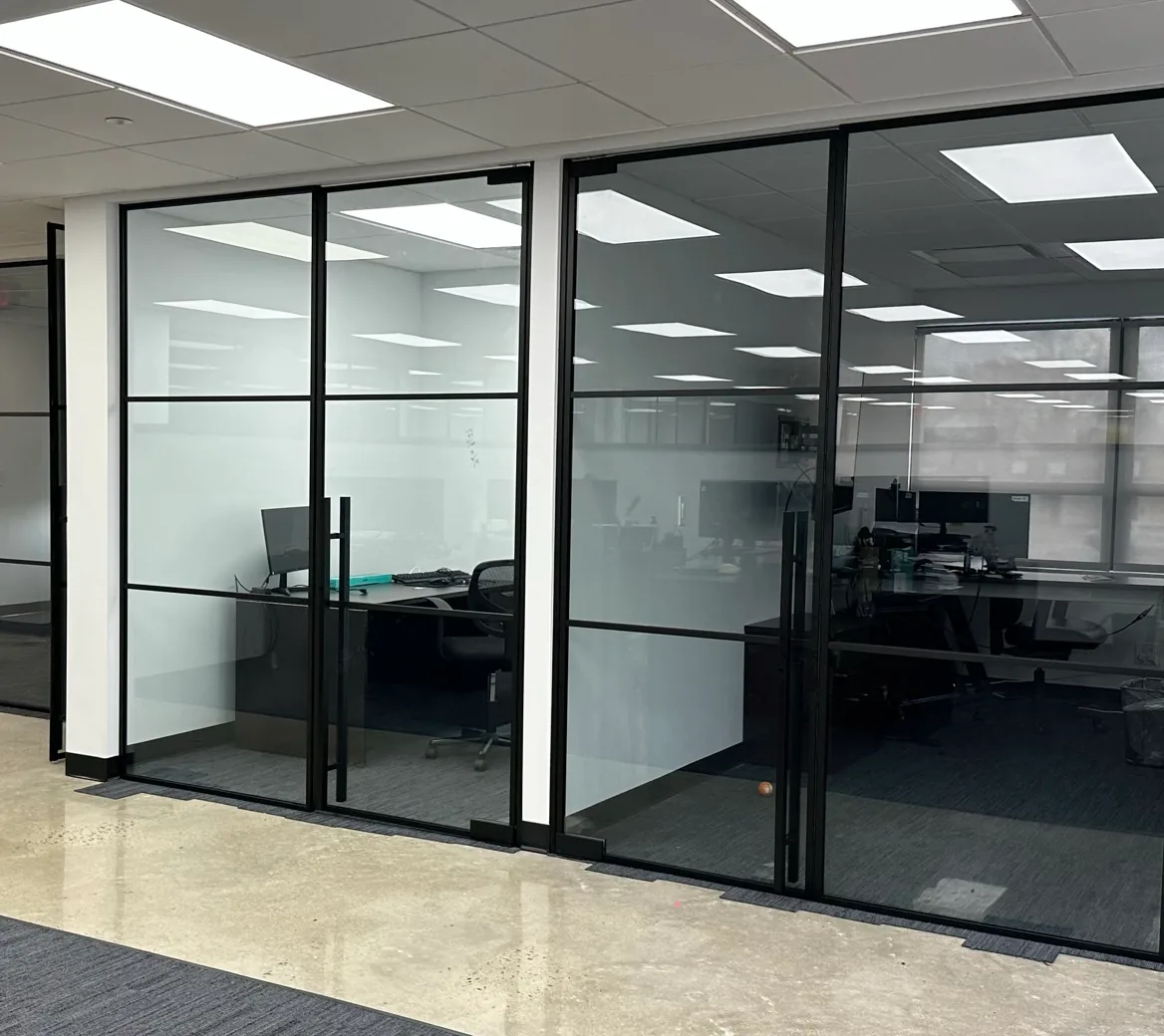 Commercial office glass partition by WiseGlass NY
